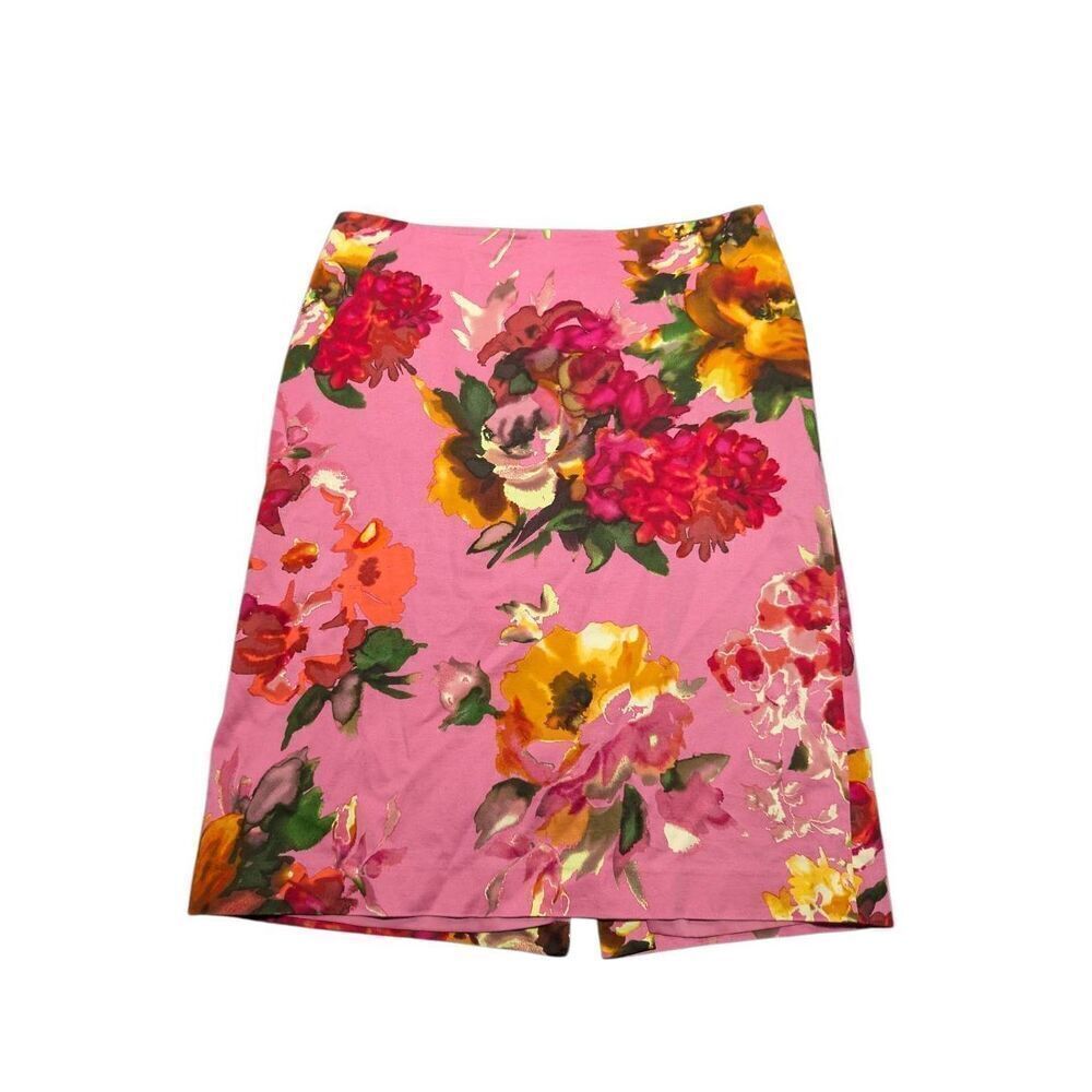 T by Talbots Pink Floral Cotton Skirt Women's 10